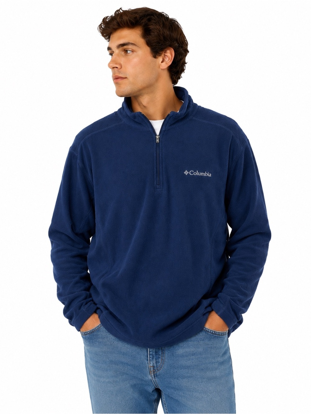 Columbia Blue Fleece 1/4 Zip Pullover Jacket Men’s Large L Lightweight